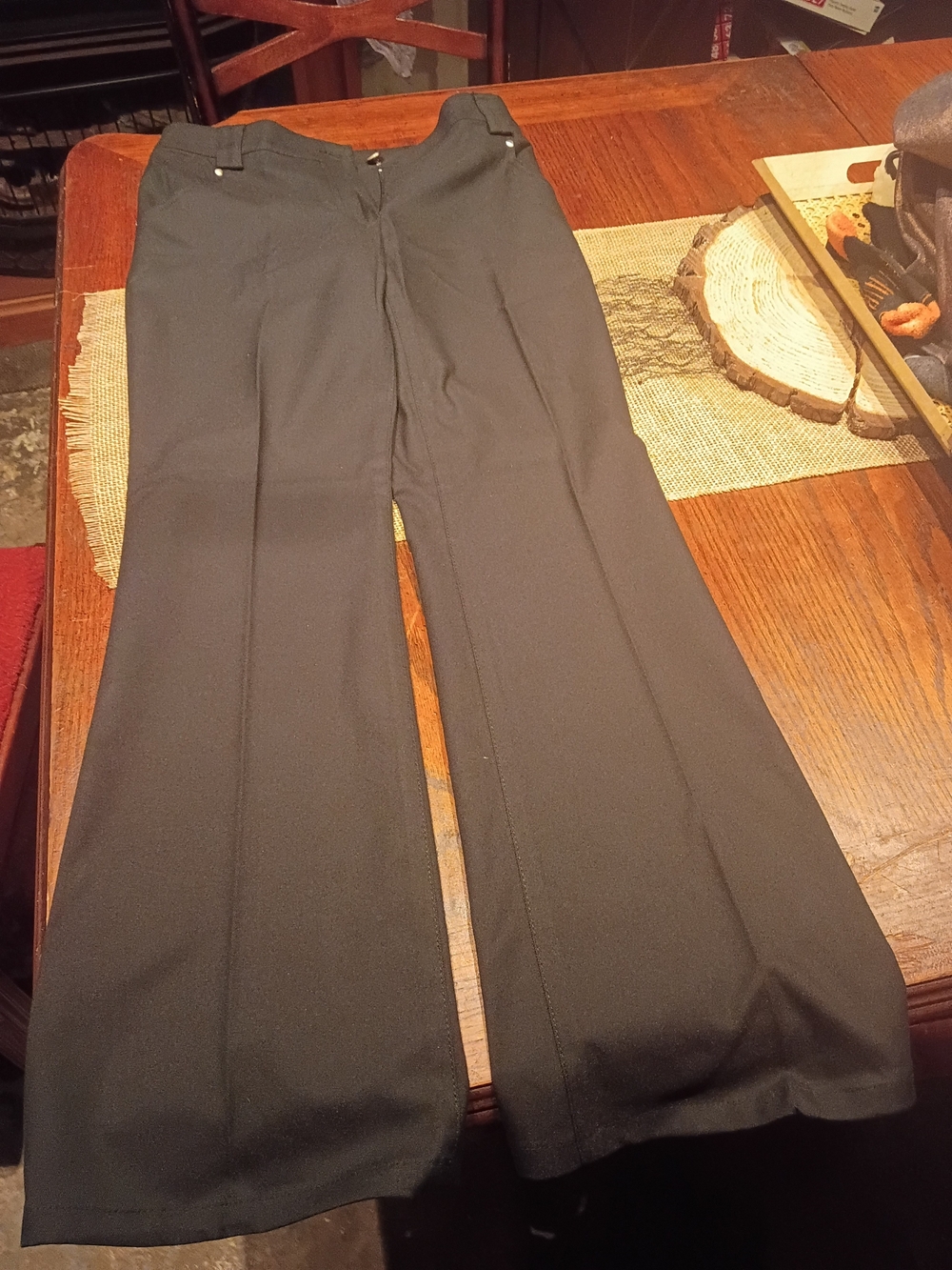 Per Se Women's Black Dress Pants - Flat Front